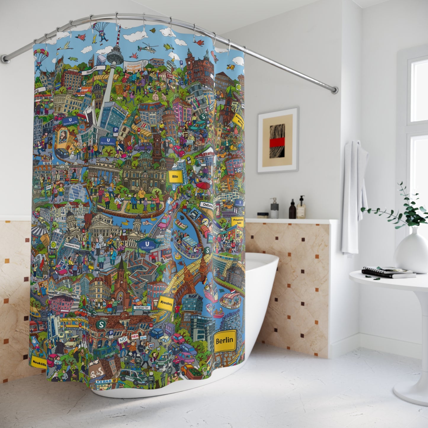 Berlin City Map Shower Curtain