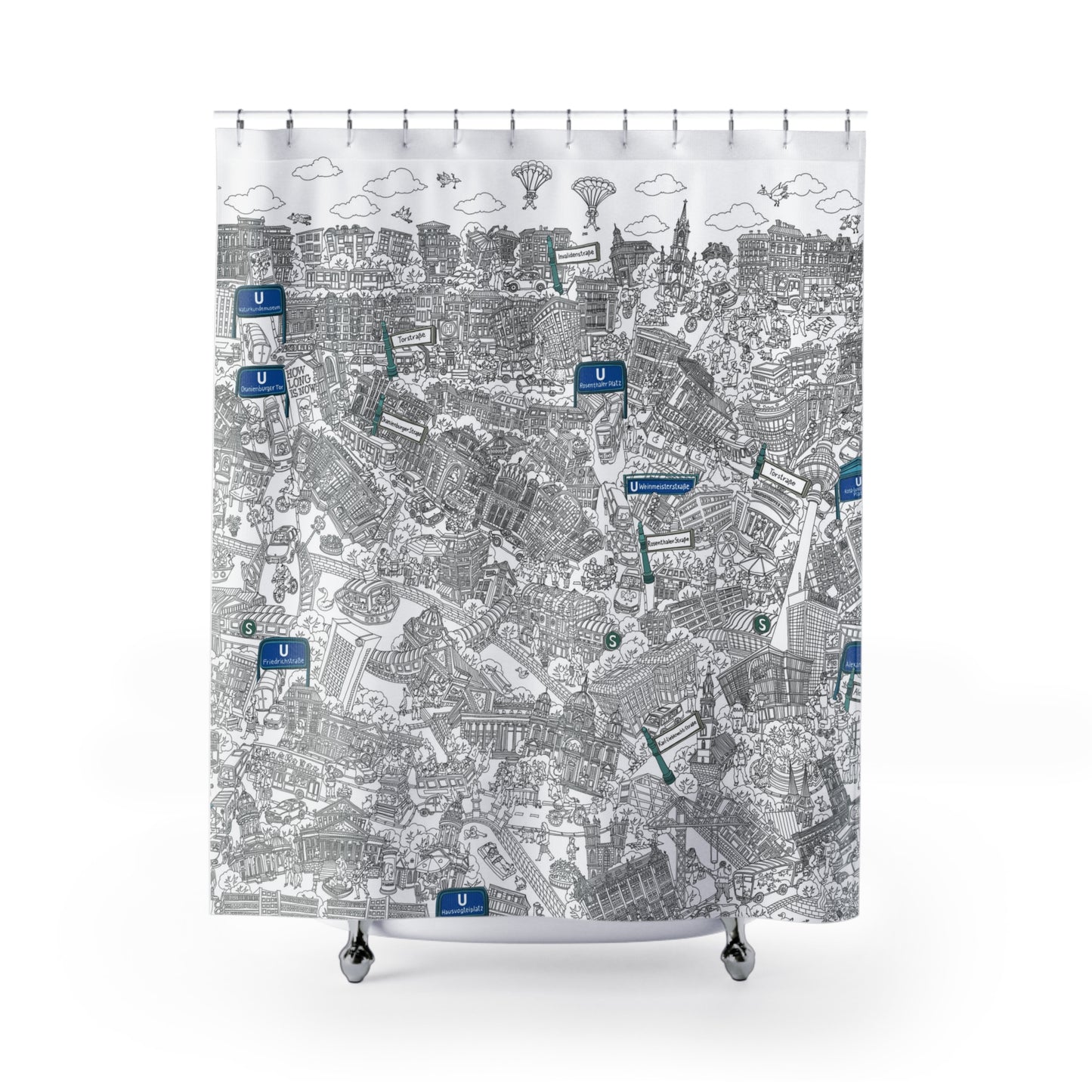 City Map Berlin Mitte Shower Curtain
