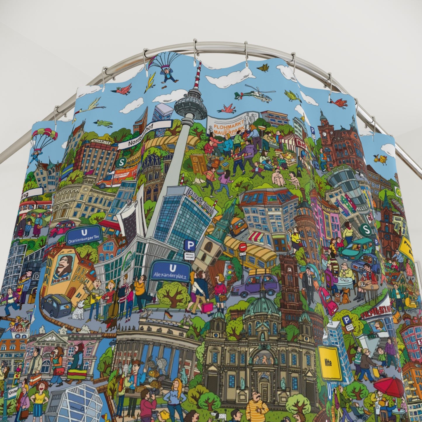 Berlin City Map Shower Curtain
