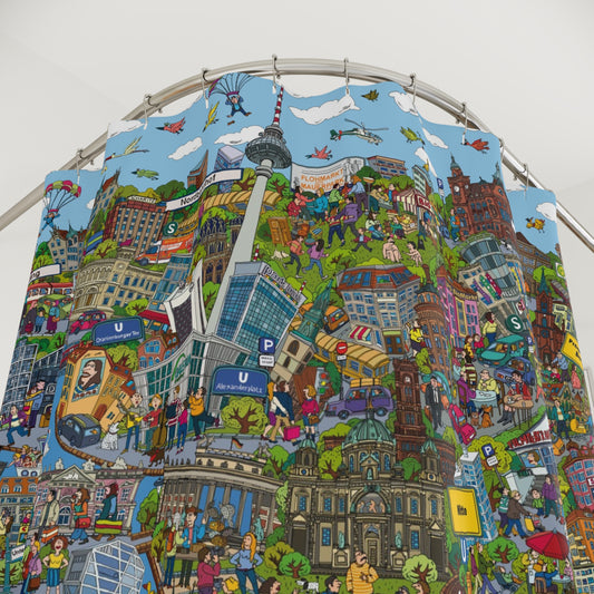 Berlin City Map Shower Curtain