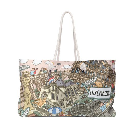Luxembourg Illustrated Weekender Bag