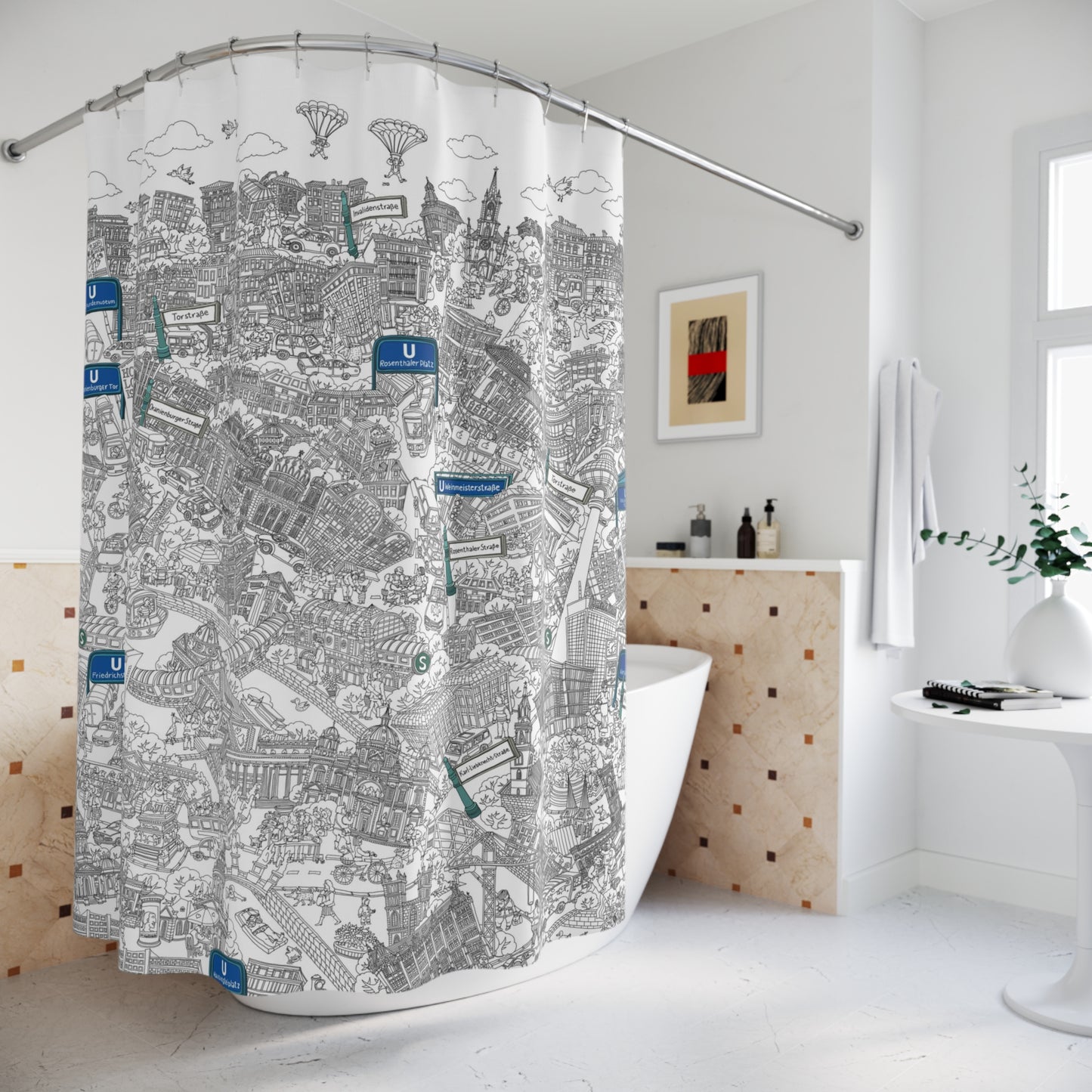 City Map Berlin Mitte Shower Curtain