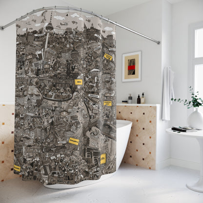Berlin Monochrome Cityscape Shower Curtain