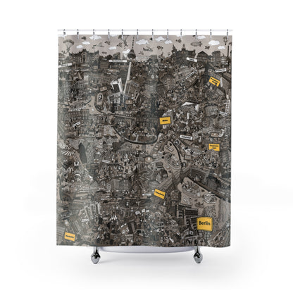 Berlin Monochrome Cityscape Shower Curtain