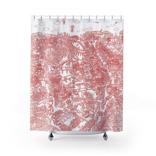 Rome Shower Curtain. Red
