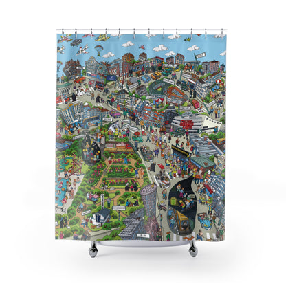 Berlin Gesundbrunnen. Illustrated Shower Curtain