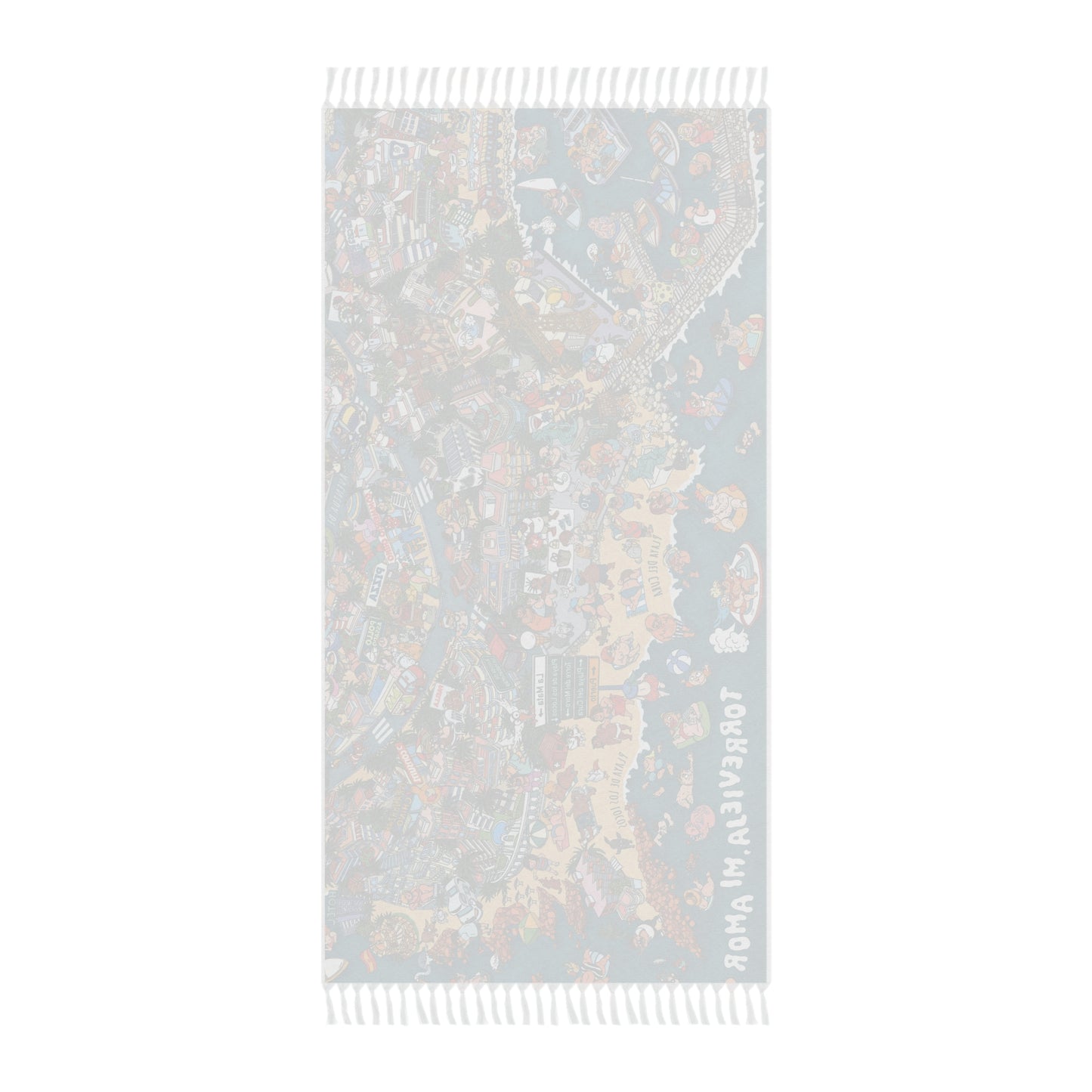 Boho Beach Towel — Colorful Aloha Island Map Beach Cloth with Fringe