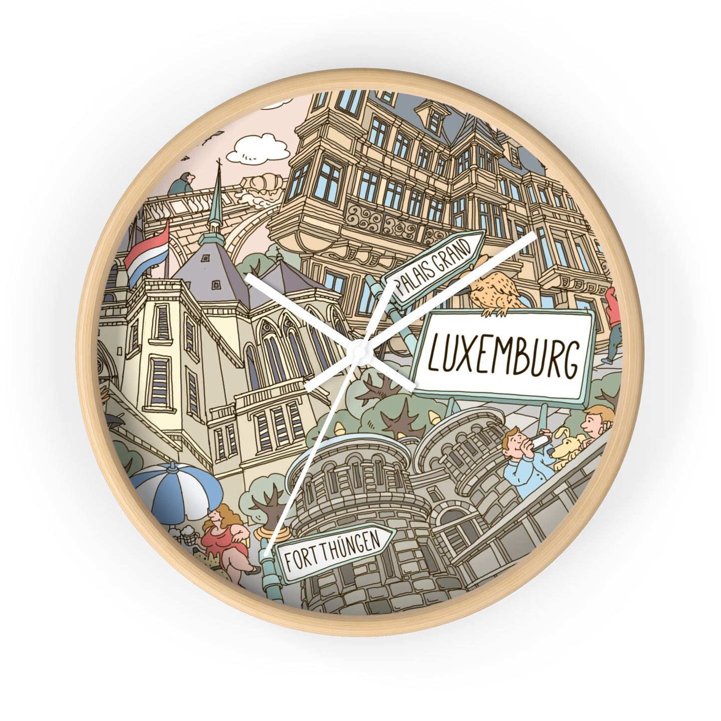 Luxemburg Illustrated Wall Clock