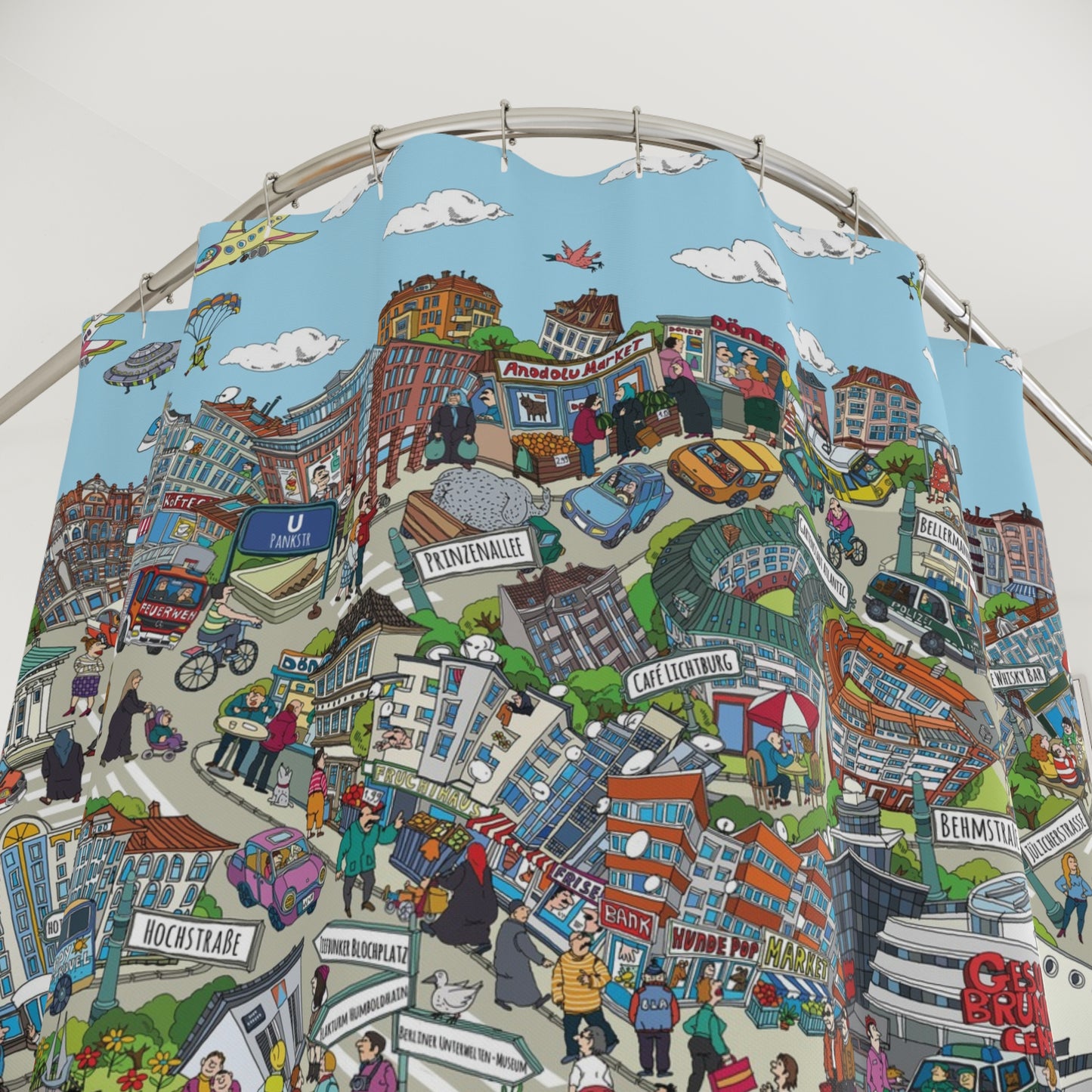 Berlin Gesundbrunnen. Illustrated Shower Curtain