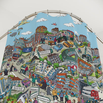 Berlin Gesundbrunnen. Illustrated Shower Curtain
