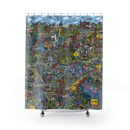 Berlin City Map Shower Curtain
