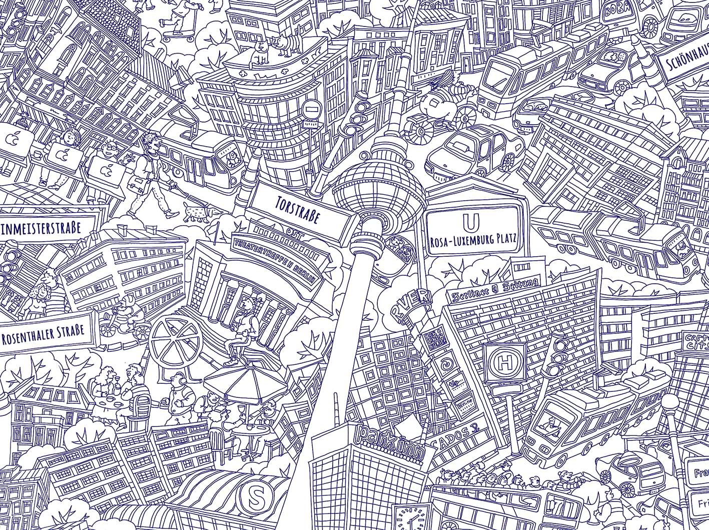 Berlin Mitte. Ballpoint sketch poster A2 (42 x 59.4 cm)