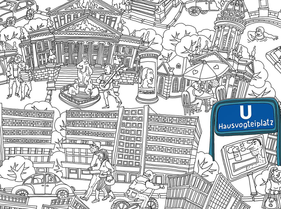 Metro Hausvogteiplatz, detalle del mapa de Berlín Mitte dibujado a mano por Natascha Schwarz