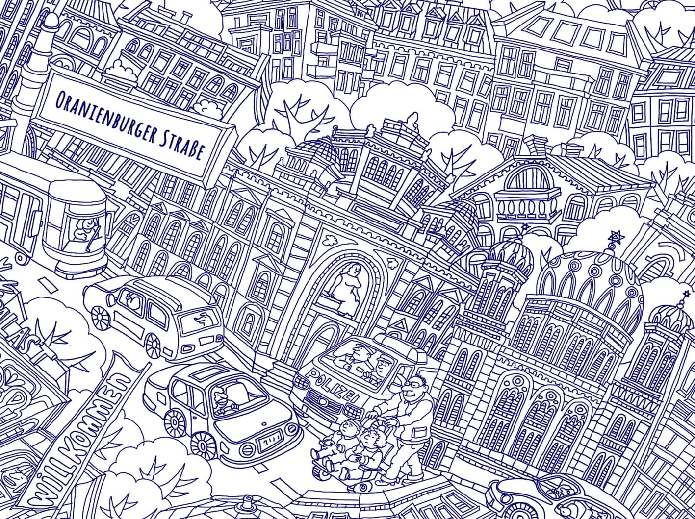 Berlin Mitte. Ballpoint sketch poster A2 (42 x 59.4 cm)