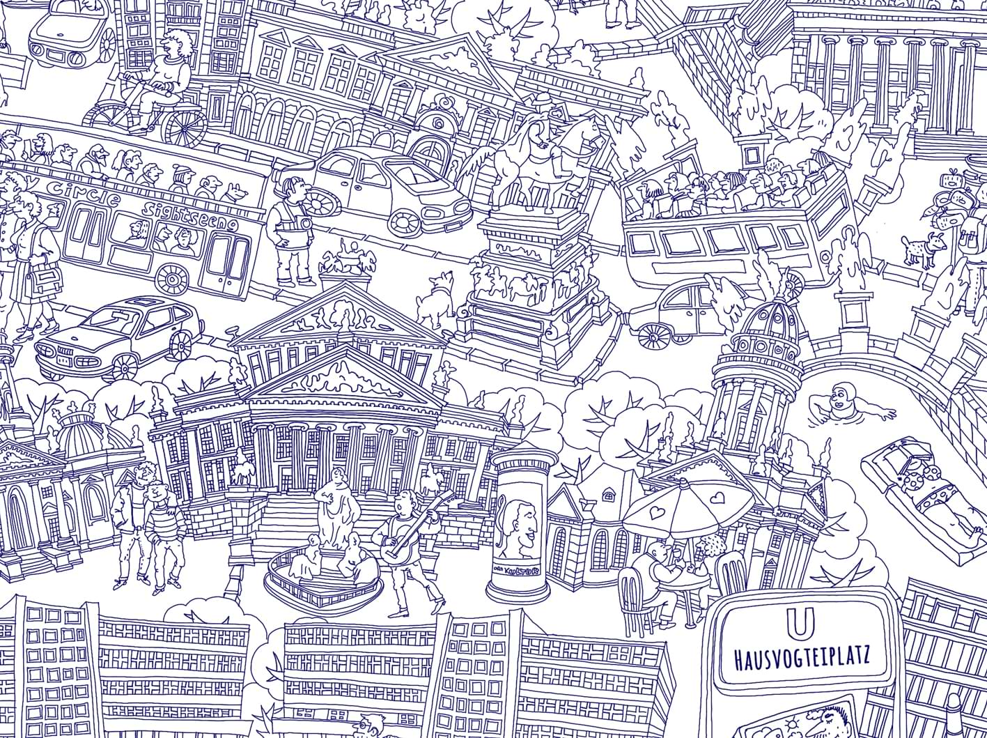 Berlin Mitte. Ballpoint sketch poster A2 (42 x 59.4 cm)