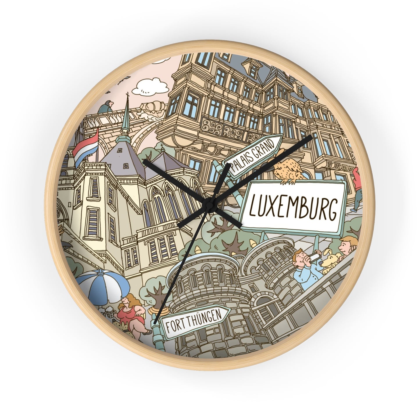 Luxemburg Illustrated Wall Clock