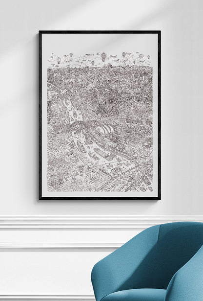 City Poster Cologne Sepia. Museum-Quality Matte Paper Poster 70x100 cm / 28x40″