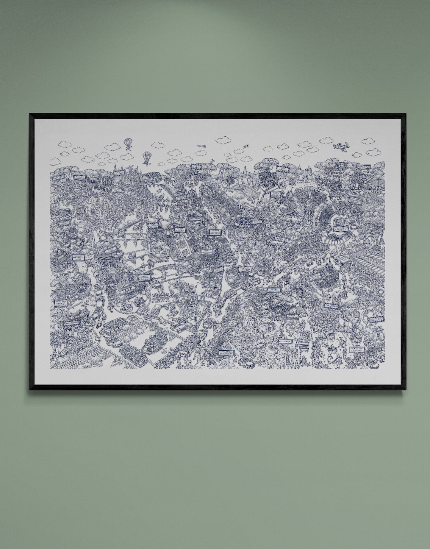 Rome City Poster. Ballpoint drawing. Museum-Quality Matte Paper Poster 70x100 cm / 28x40″