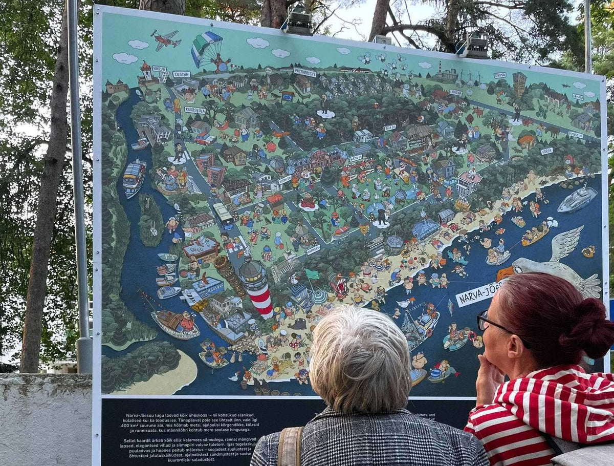 Commissioned city map by Urban Cartoonery installed in Narva-Jõesuu, Estonia